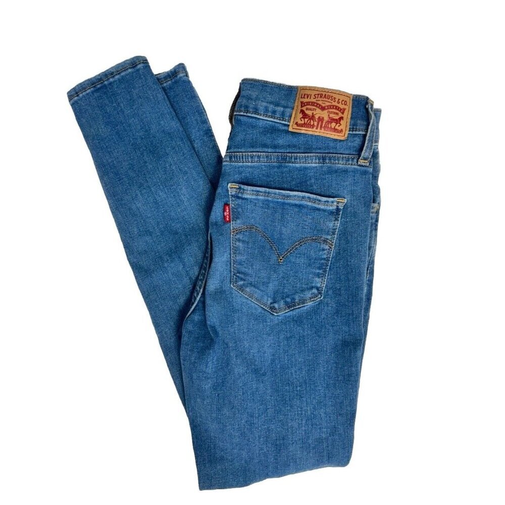 Levi's 720 High Rise Super Skinny Jeans Sz 25 x 28 Stretch Distressed Med Wash